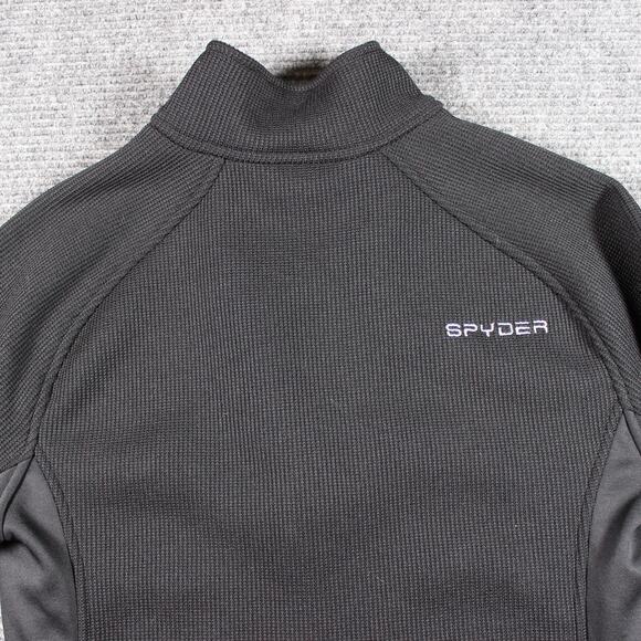 Spyder 1/4 Zip Pullover Mens S Black Gray Grid Fleece Performance - Picture 5 of 8